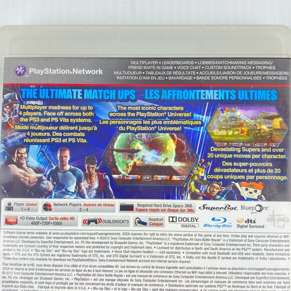 Playstation All Stars Battle Royale PS3 Video Game 2012 Case Disc Rated Teen - Picture 3 of 7